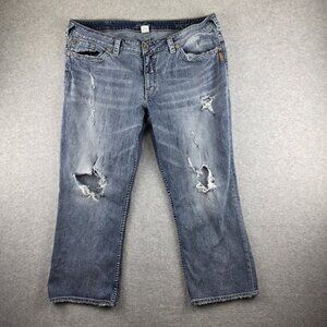 Silver Jeans Santorini Capri Jeans Womens 18 Plus Light Wash Distressed